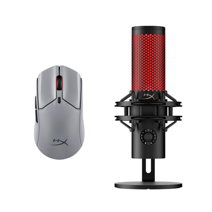 HyperX Bundle - QuadCast 2 Microphone, Pulsefire Haste 2 Pro Wireless Mouse