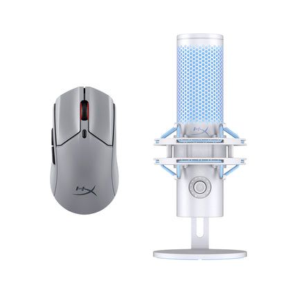 HyperX Bundle - QuadCast 2 Microphone, Pulsefire Haste 2 Pro Wireless Mouse