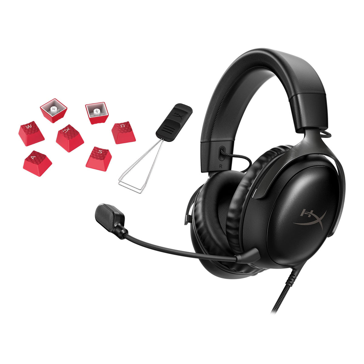 HyperX Bundle - Cloud III Wired Headset, Rubber Keycaps