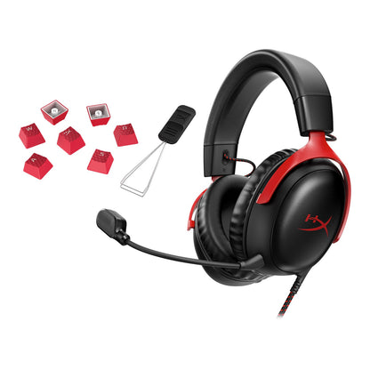HyperX Bundle - Cloud III Wired Headset, Rubber Keycaps