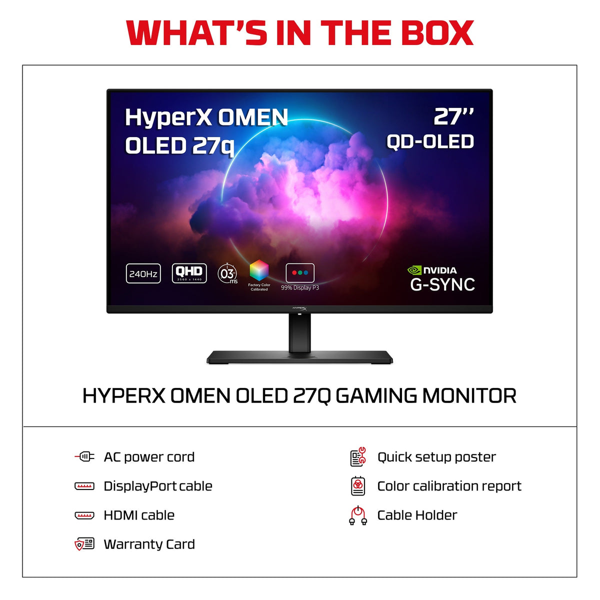 HyperX OMEN OLED 27 inch QHD 240Hz Gaming Monitor - OMEN OLED 27q