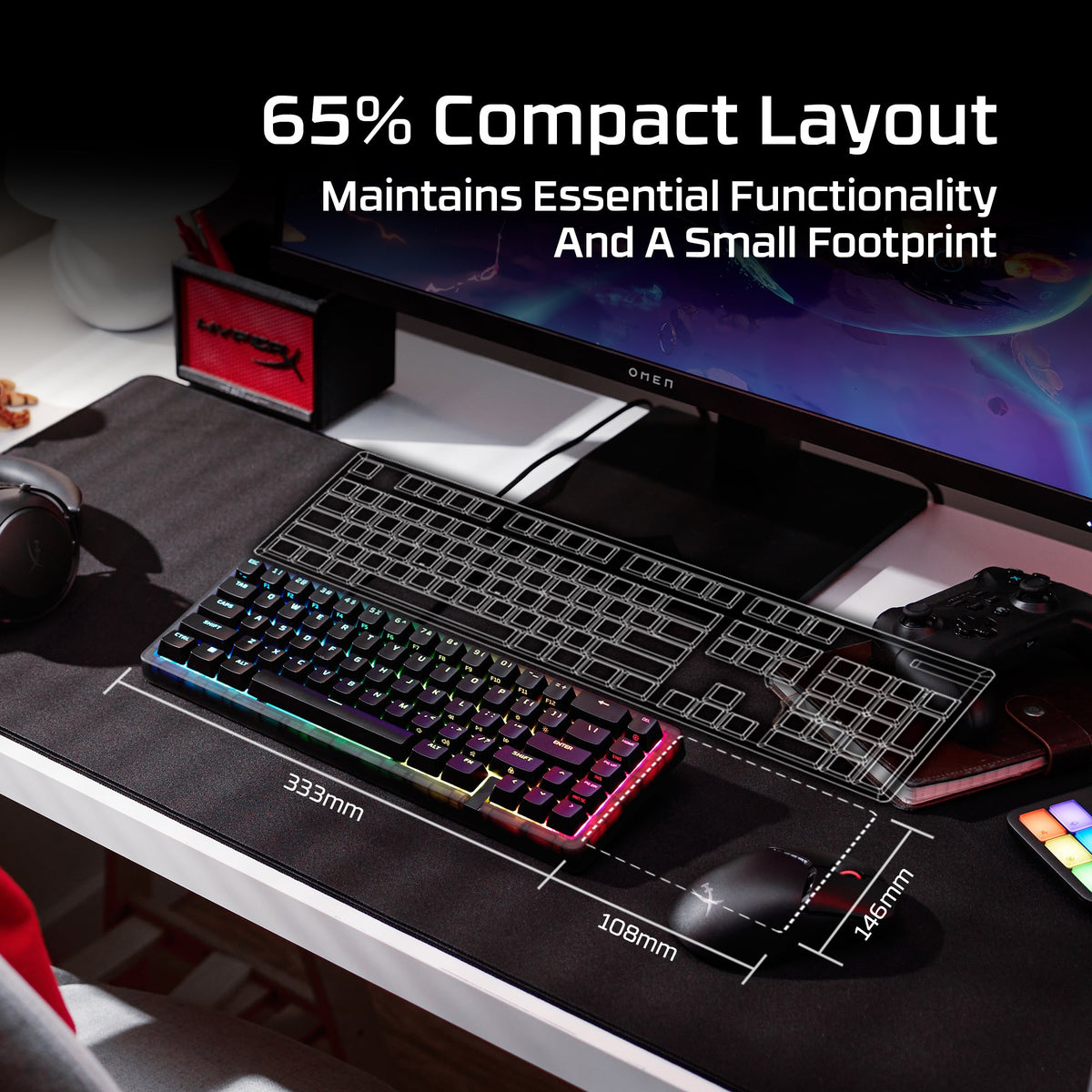 HyperX Bundle - Alloy Origins 65 Keyboard, Pulsefire Haste 2 Wireless Mouse