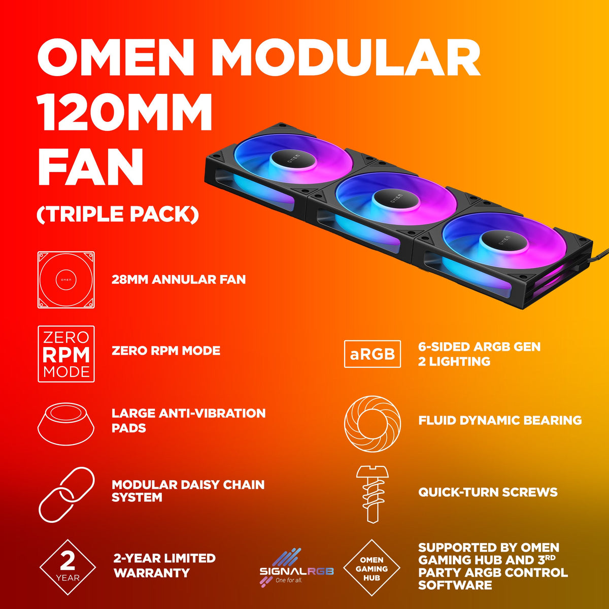 OMEN Modular 120mm Fan - Triple Pack Black